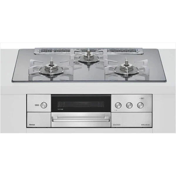 ビルトインガスコンロ プロパンガス用 両側強火タイプ 3口 75cm RHS71W38M13RNSTW-LP プラチナミラー DELICIA