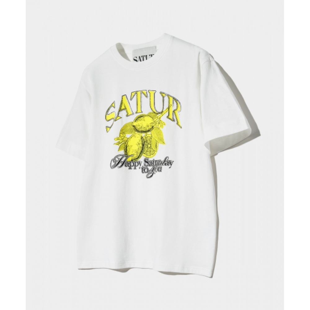 SATUR シトロンサマーグラフィックショートスリーブ T シャツセッターデイホワイト