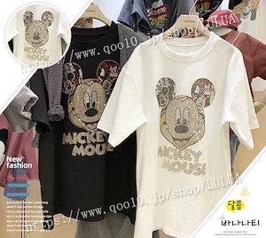 レディースt シャツ 夏 キラキラ 半袖 トップス ディズニーミッキーレディース Tシャツ かわいい