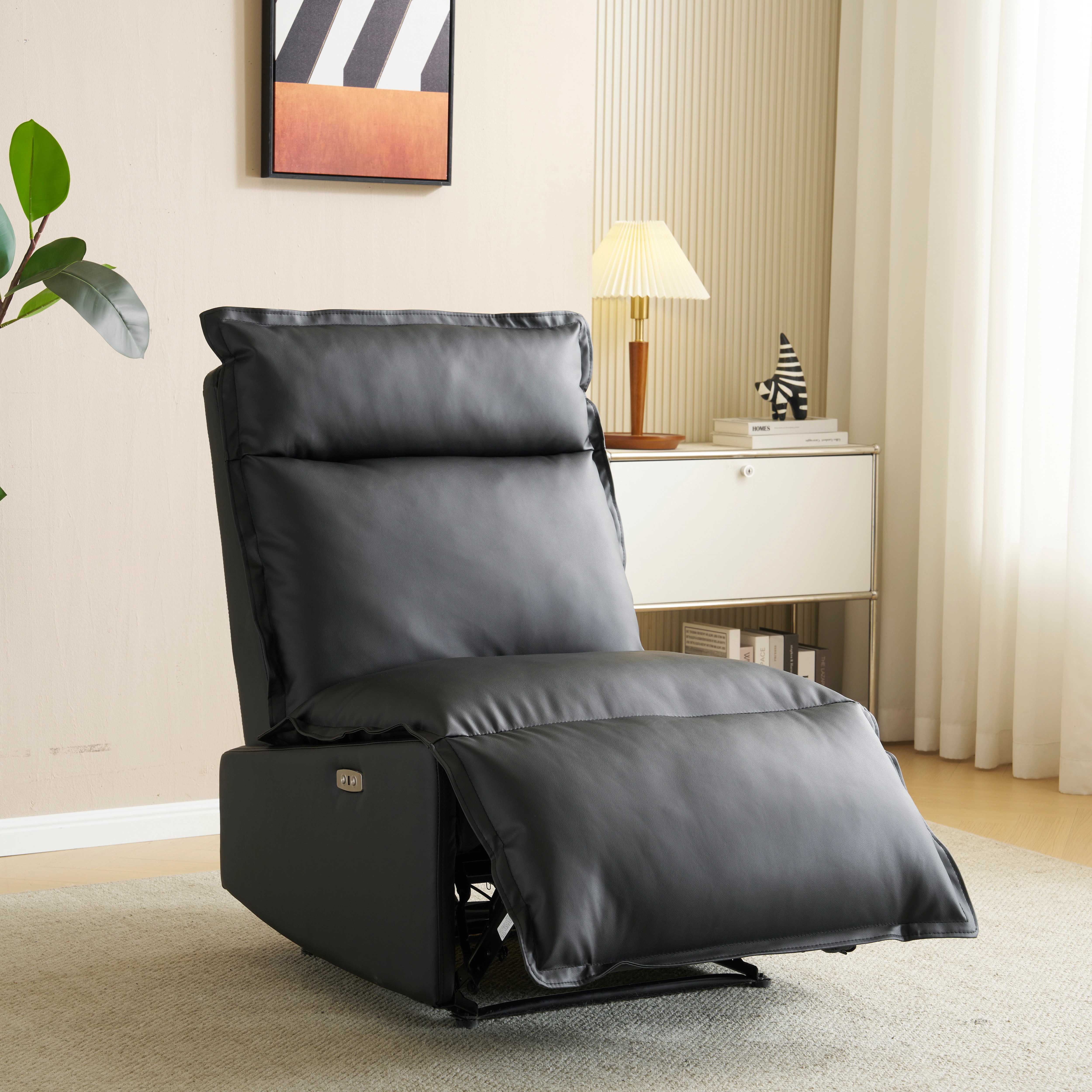 I86リクライニングソファー 肘掛けなし 電動リクライニングソファ オットマン一体型 1人掛け USBポート付き 電動ソファ モーションソファー 耐圧分散 電動ソファー スマホ充電可 リク