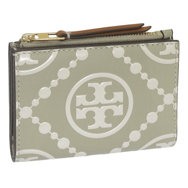 トリーバーチ 財布 レディース 二つ折り財布 レザー グリーンマルチ T MONOGRAM CONTRAST EMBOSSED BI-FOLD WALLET 154984-300 TORY BURCH