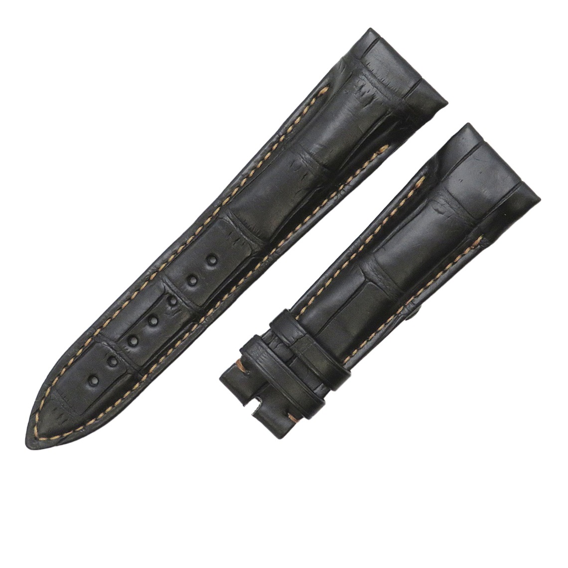 コンキスタドール グランプリ 8900用 クロコバンド メンズ 未使用 純正 ベルト ロング 22mm 黒 3年保証