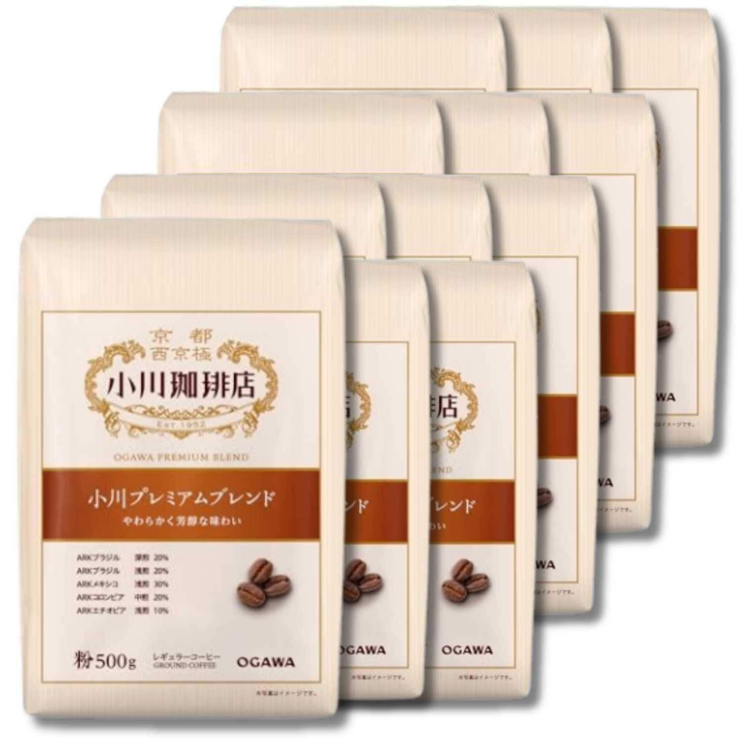 12個セット 小川珈琲店 小川プレミアムブレンド 粉 500g