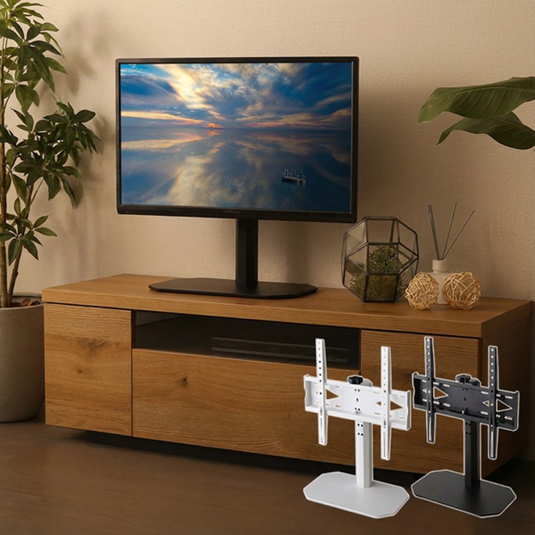 スチール 卓上ミニテレビスタンド スイングタイプ スタンドのみ ブラック ホワイト