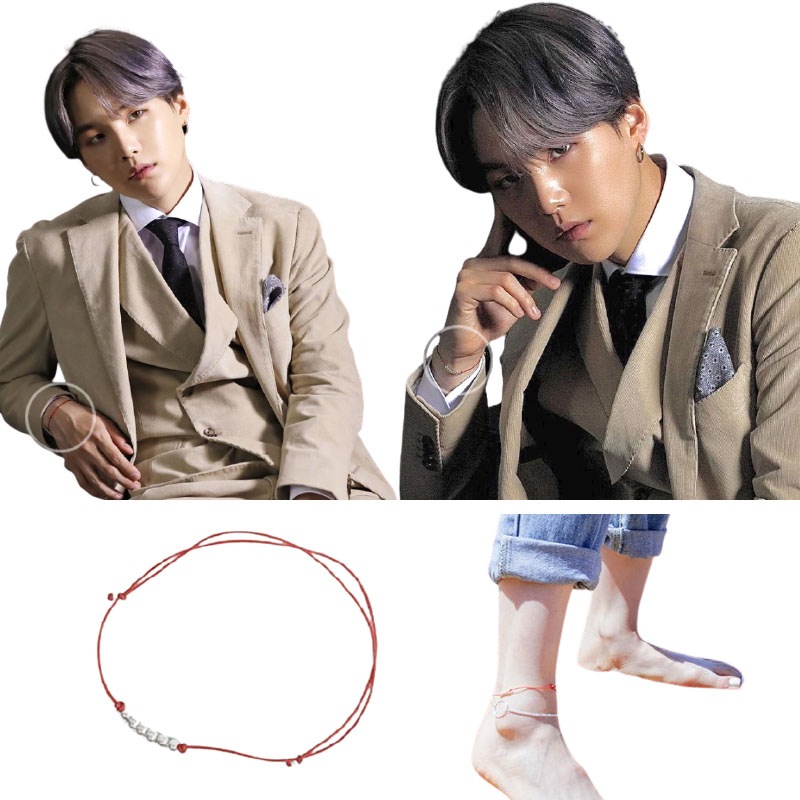 [HEY] 韓国 正規品 BTS suga 着用 Red Silver Ball Bracelet