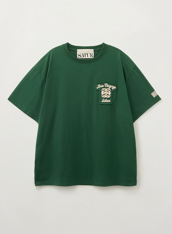 Tシャツ・カットソー SATUR Bon Voyage Low Cut Applique Short Sleeve T-Shirt Cream MUSINSA | SATUR Satur Logo Embroidered Voyage Short Sleeve T