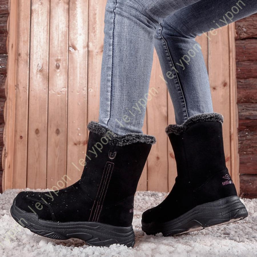スノーブーツ レディース インヒール スニーカー シューズ 厚底 防寒 ブラック カジュアル 歩きやすい 美脚 スリッポン ブーツ ハイカット メンズ スニーカー