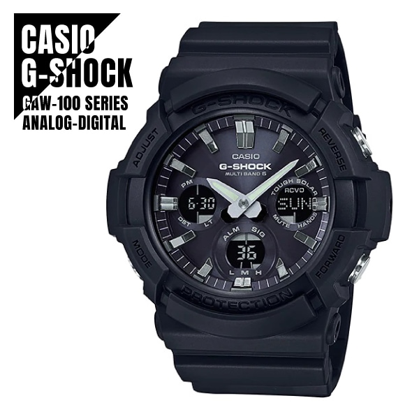 【即納】 国内正規品 CASIO カシオ G-SHOCK ジーショック 電波受信 タフソーラー GAW-100B-1AJF ブラック 腕時計 メンズ