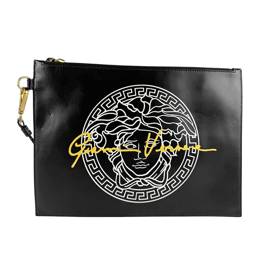 ヴェルサーチ VERSACE クラッチバッグ レザー ブラック メンズ z4545