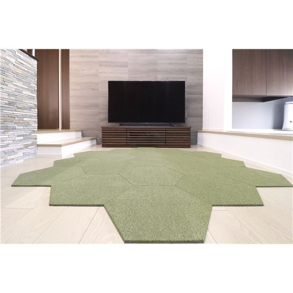 ラグタスタイルラグ タイルラグ ヘキサゴン GR グリーン [約50x43cm／10枚セット]