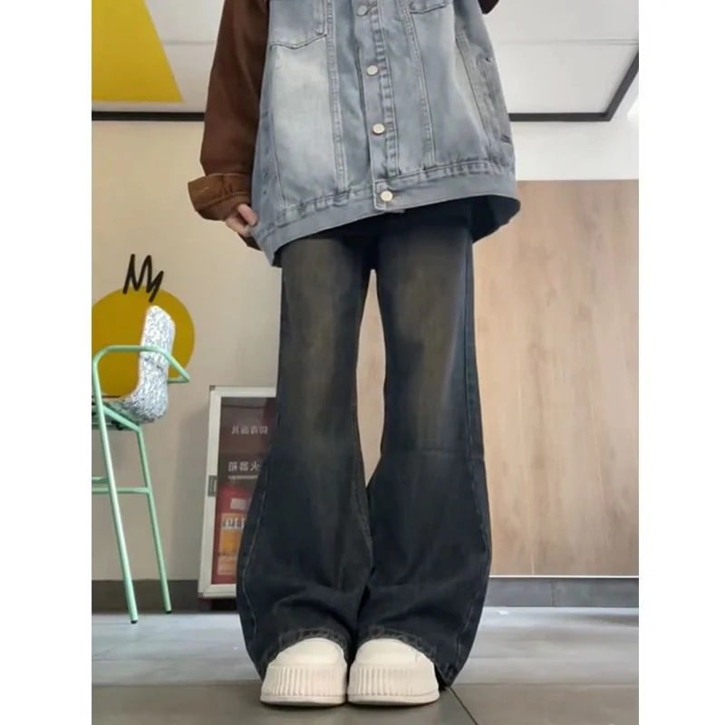 デニムパンツ 人気スラックスパンツアメリカンバイブ レトロ フレア ジーンズ レディース ハイウエスト 細身 ワイドレッグ パンツ イン ハイストリートファッション