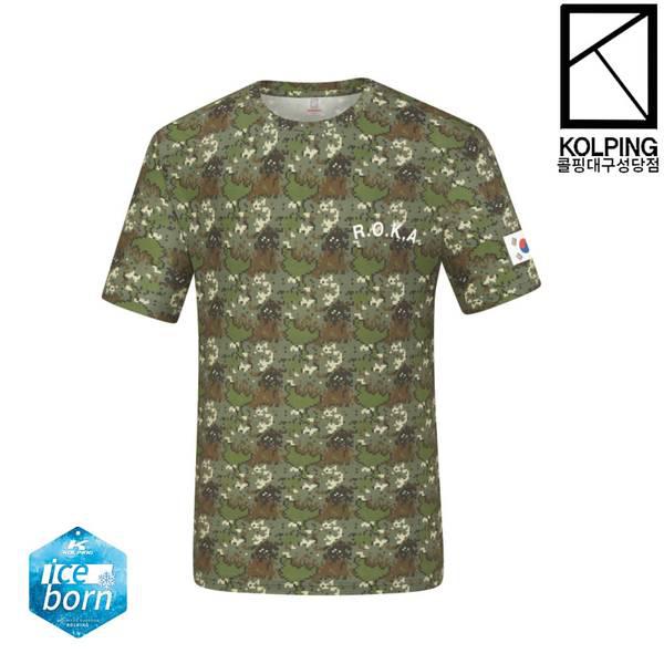 男女兼用 夏 カモフラージュ柄 迷彩服 ミリタリー服 冷感 ラウンドTシャツ KFT4971U ライ