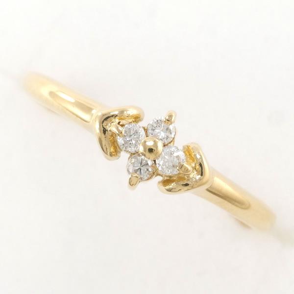K18 18金 YG イエローゴールド リング 指輪 10号 ダイヤ ジュエリー 中古