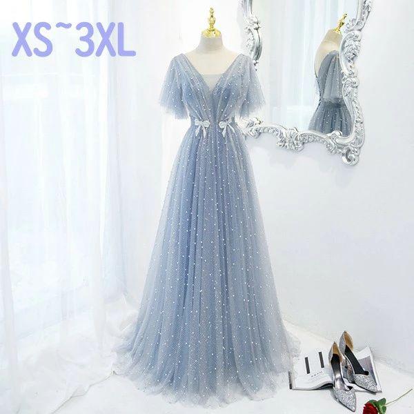 新品/第1弾キャンペーンレディースドレス 大人 ピアノ発表会 演奏会 ロング丈 結婚式 半袖 編み上げ ワンピース 二次会 女子会 成人式 おしゃれ 可愛いロングドレス 袖あり