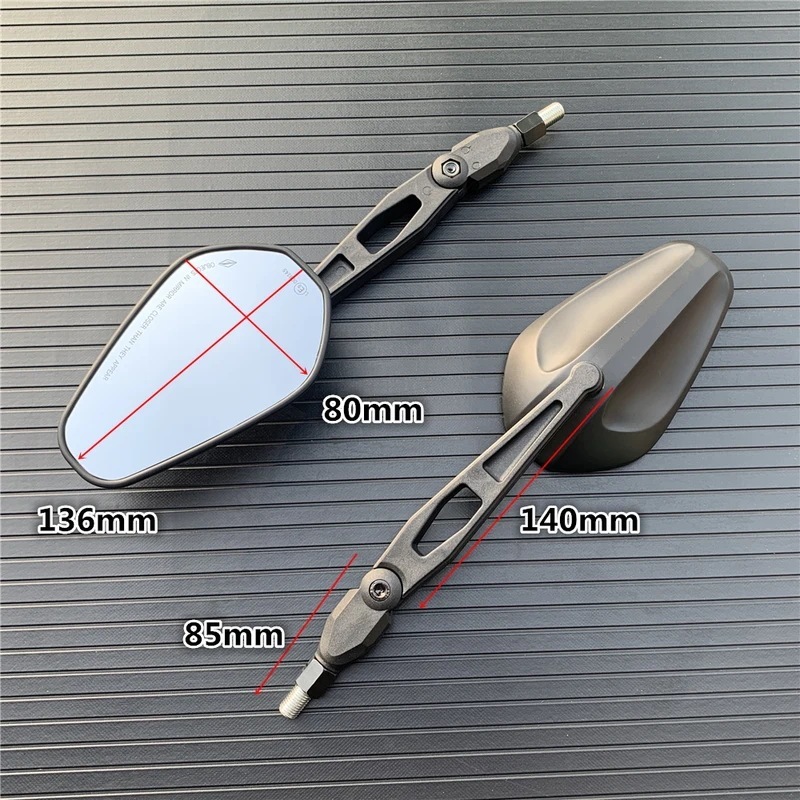 モーターサイクルバックミラー 折りたたみ式 ラウンド 10mm 2個 A