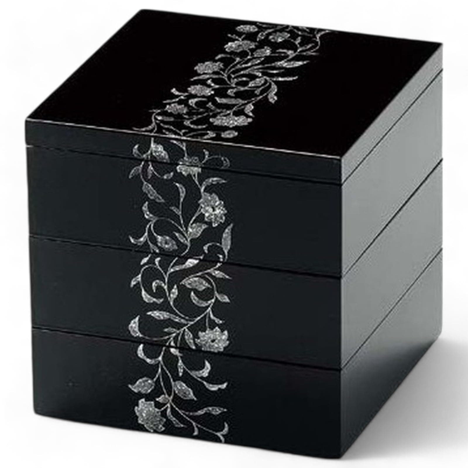 J-kitchens 漆器 重箱 弁当箱 アールデコ 5.5寸 3段 弁当箱 溜 （1本) 16cm 樹脂製 お重 お重箱 日本製