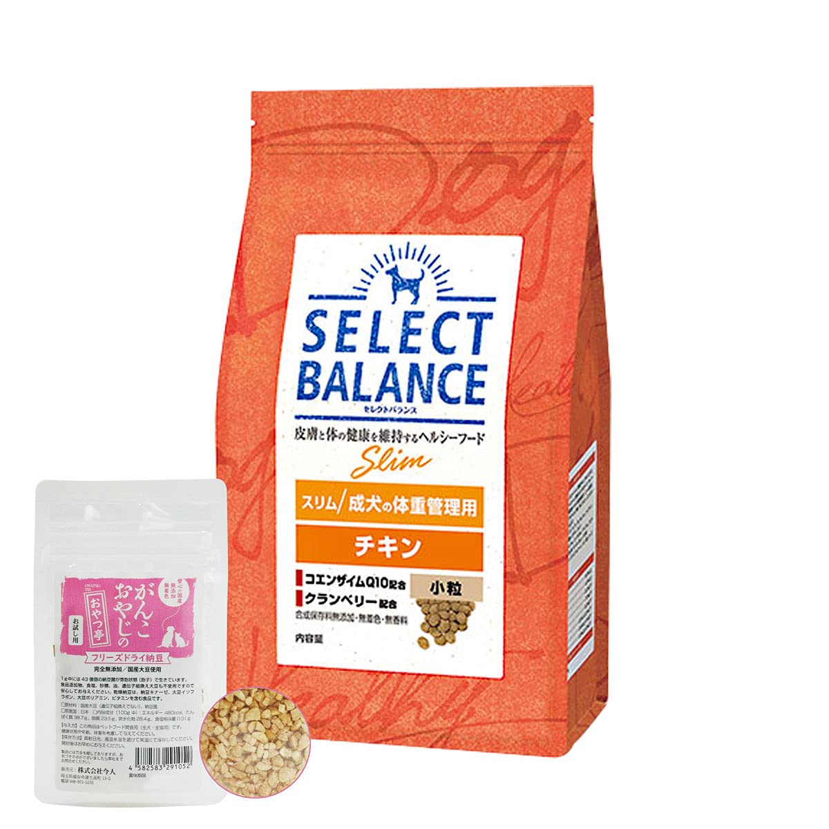 セレクトバランス ドッグフード スリム チキン 小粒3kg ＋がんこおやじのおやつ亭 国産フリーズドライ納豆