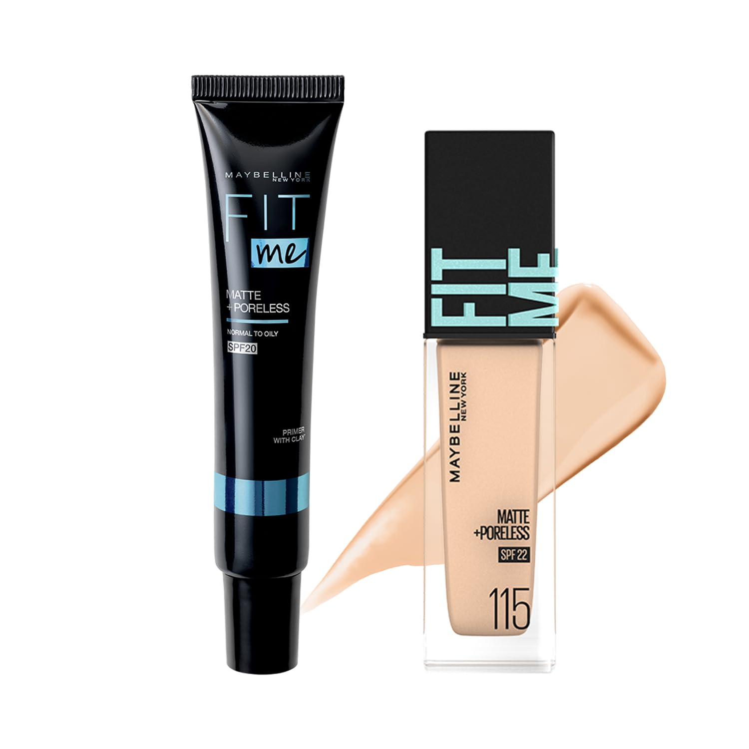 【セット買い】MAYBELLINE(メイベリン) ファンデーション フィットミー リキッド ファンデーションR 115 + フィットミー プライマー 01