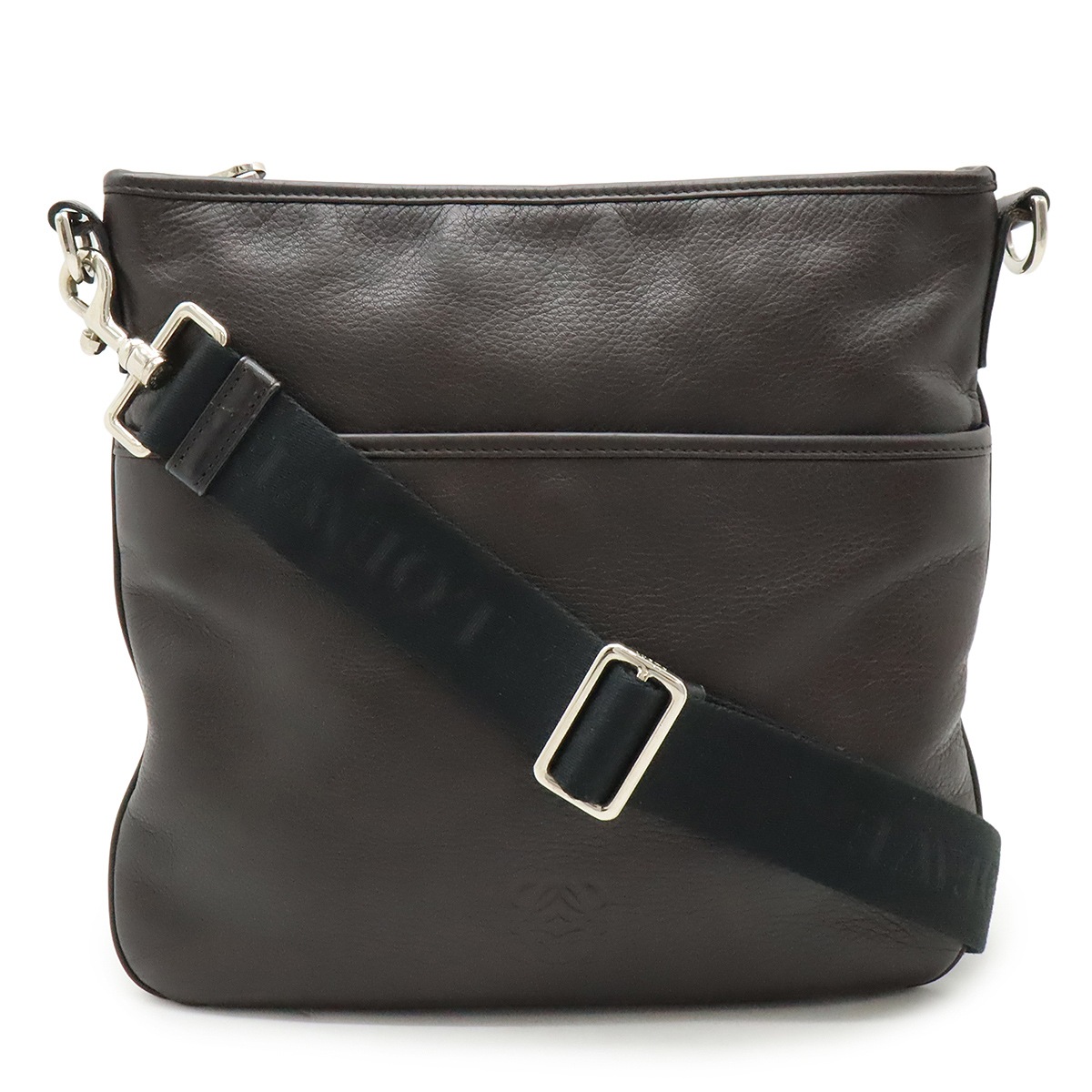 アナグラム ショルダーバッグ 斜め掛け レザー ダークブラウン 茶 シルバー金