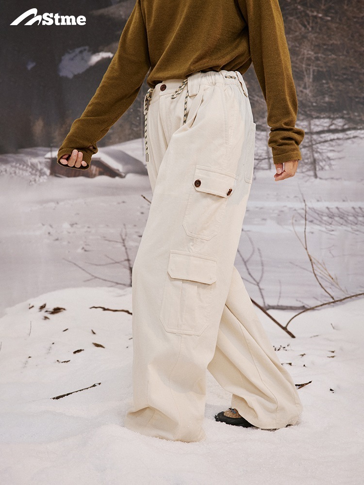 早乙女慶子 Saotome 日本のファッションブランド ストリート レトロ コーデュロイ マルチポケット カップル オーバーオール 秋冬