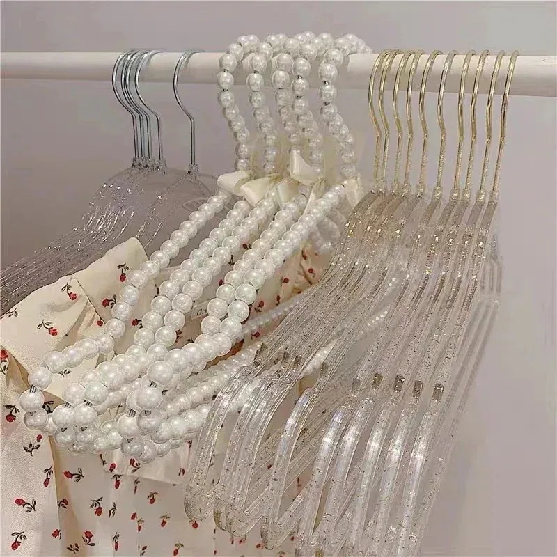 韓国雑貨 洋服 収納 透明 クリア シルバー ゴールド キラキラ ハンガー ラメ 5本セット 6,213円