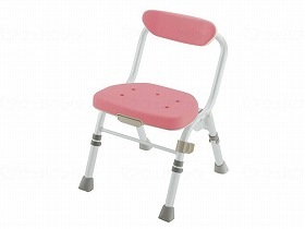 折りたたみシャワーチェアM型背付H ピンク 47941