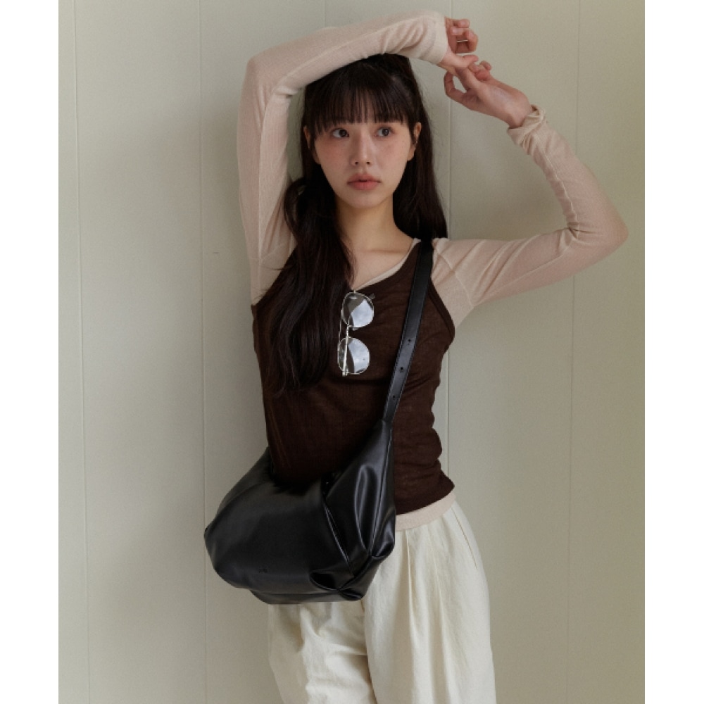 OVHEE ローブホーボーバッグローブホーボーバッグ-ブラック