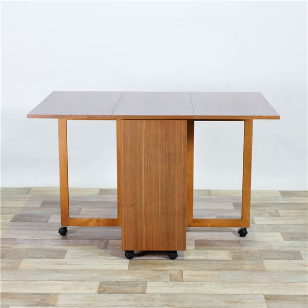 両バタフライテーブル/ダイニングテーブル 単品 (ブラウン) 幅42/80/120cm×奥行80cm×高さ73cm 木製 (チェア別売)