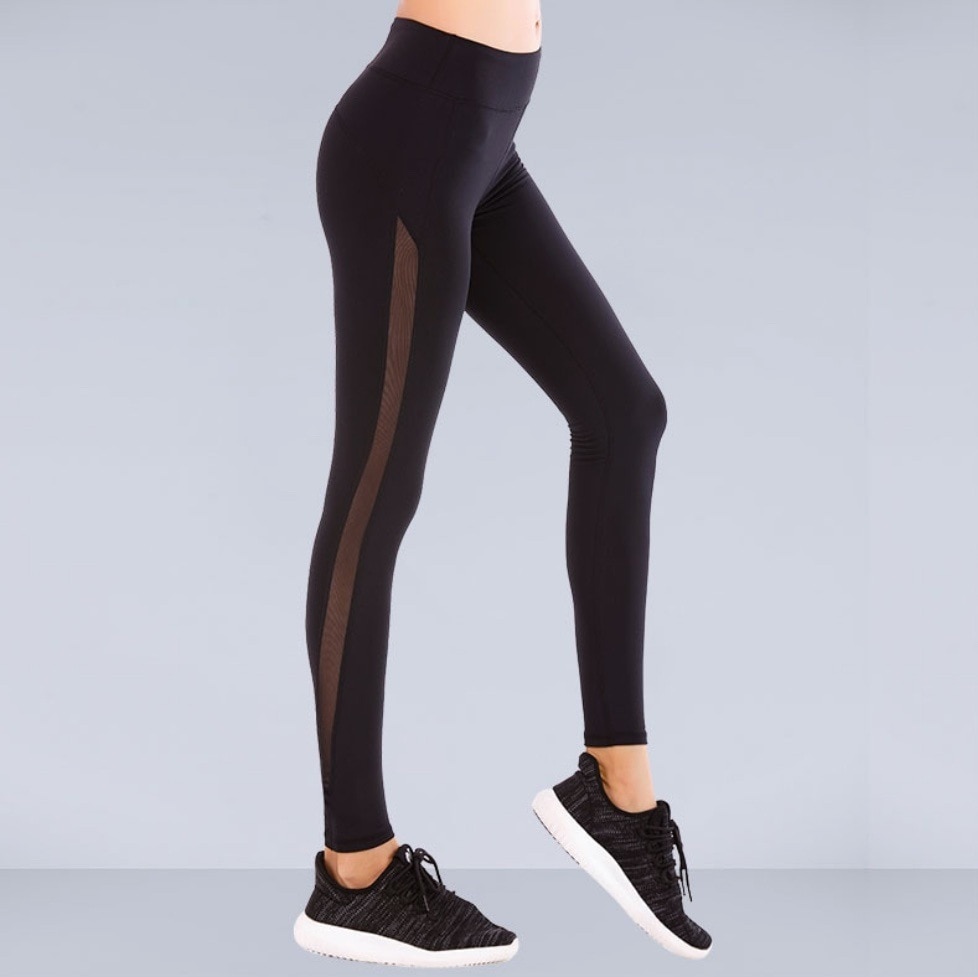 ヨガウェア サイドシースルーレギンス 黒 ブラック 透け感 ジム ピラティス トレーニングパンツ 韓国 レディース オルチャン ネイビー 赤 レッド ホットヨガ エクササイズ