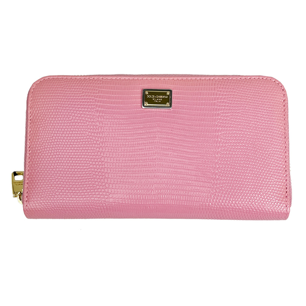 ラウンドファスナー長財布 リザード調型押しレザー ピンク アウトレット 訳あり BI0473 B5346 8H401