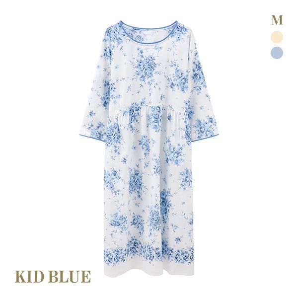 キッドブルー KID BLUE ブラッサムパネルPt ワンピース ナイティ ルームウェア 長袖 8分