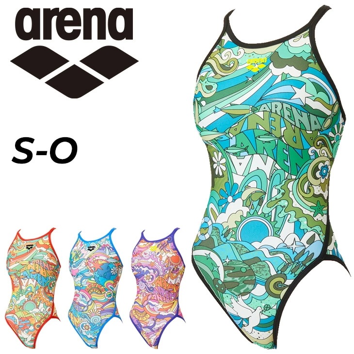 レディース トレーニング水着 水泳 競泳 練習用 トレーニングワンピース（オープンバック）ワンピースタイプ 練習用水着 タフスーツ 耐塩素 総柄 スイムスーツ/AS5SWM08L【返品不可】