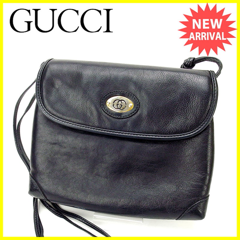 グッチ GUCCI ショルダーバッグ レディース ヴィンテージ ブラック レザー (あす楽対応)人気 激安【中古】 Y1855 . グッチ GUCCI ショルダーバッグ レディース ヴィンテージ ブラック レザー (あす楽対応)人気 激安【中古】 Y1855 .