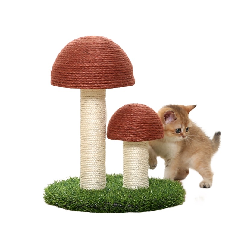 きのこ キノコ 猫用 おもちゃ ペット用品 キャットタワー 爪とぎ 縄 登り棒 紐 リネン かわいい おしゃれ インテリア 輸入