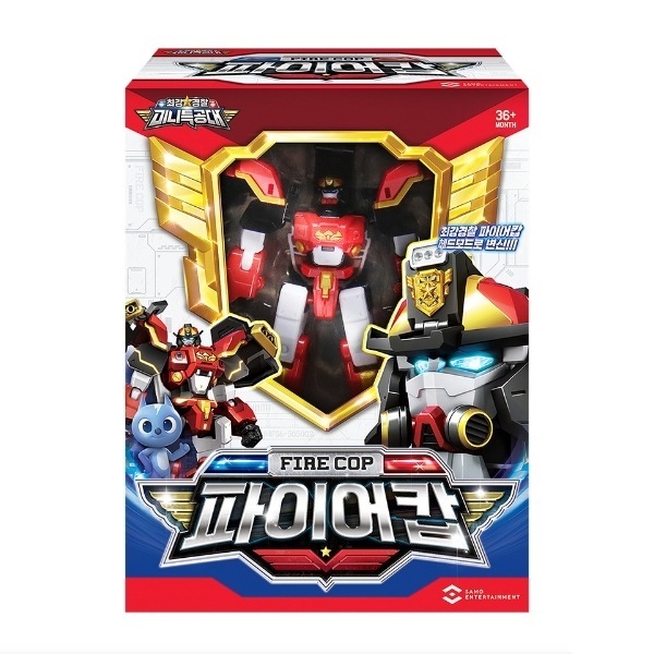 ミニ特攻隊/最強警察/ファイヤーカップ/消防隊員/警官/赤色/頭に変身/変身ロボット/合体ロボット/FIRE COP/正品/2023