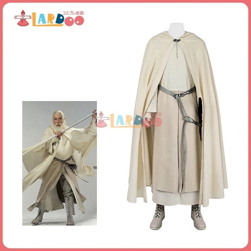指輪物語 The Lord of the Rings 指輪世に出る ガンダルフ-Gandalf 白い コスチューム コスプレ衣装靴ウイッグ1122