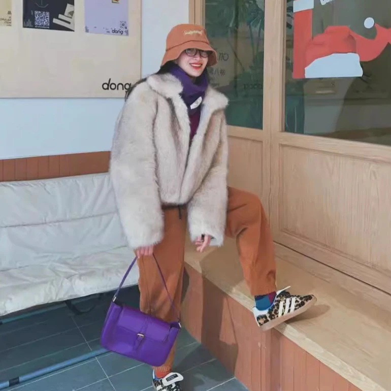 冬の新作 おしゃれな秋冬ショートフェイクファージャケットレディース新作フォックスファーレディースレイジースタイルトカファージャケット