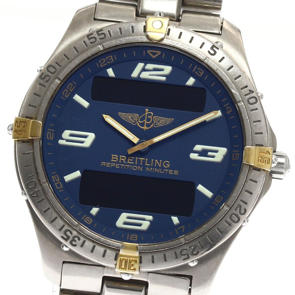 ブライトリング BREITLING F65362 エアロスペース クォーツ メンズ 保証書付き_901980【中古】