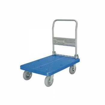 プラスチックテーブル台車　ハンドル折りたたみ式　空気入りグレータイヤ付　最大積載量200kg　PLA300-DX-HP