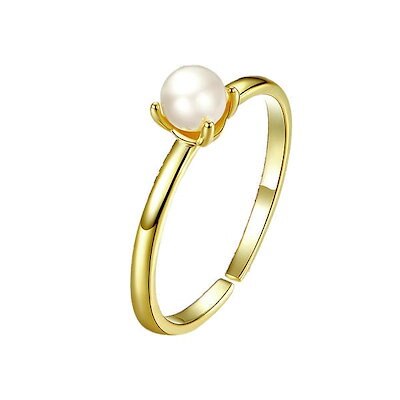 リング レディース パール 一粒 細い 可愛い サイズフリー 調節可 ゴールド ピンキーリング 重ね