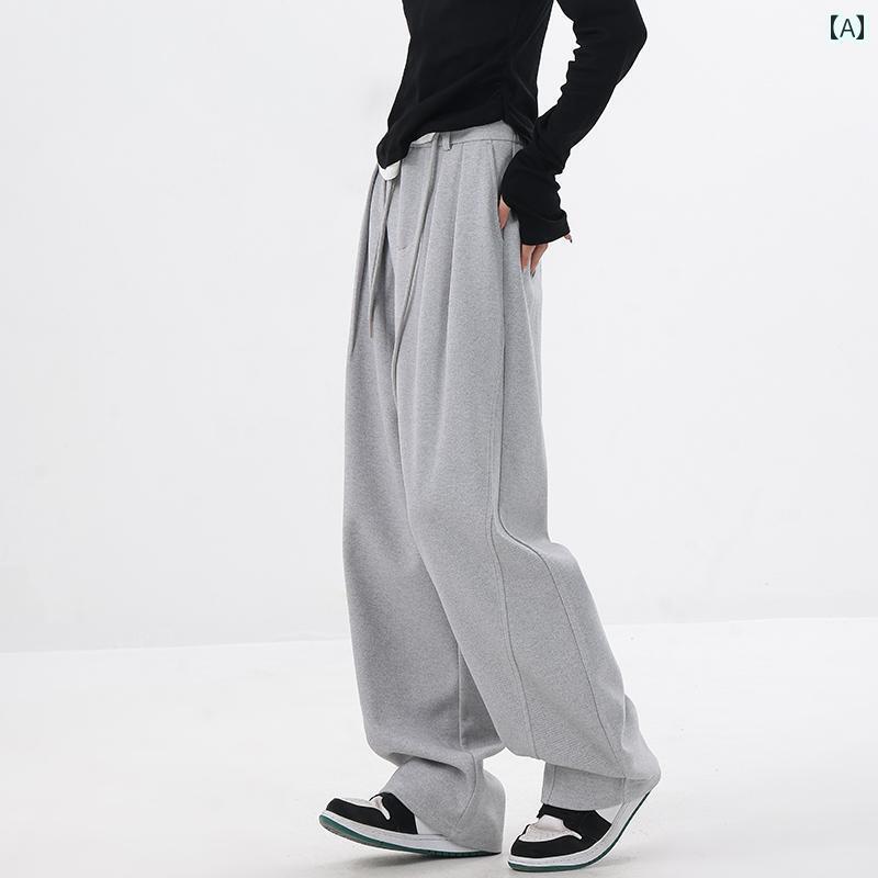 レディース カジュアル パンツ スウェット ワイド ダンス スポーツ フィットネス リラックス 普段着 秋冬 ウエスト プリーツ スリム バナナ