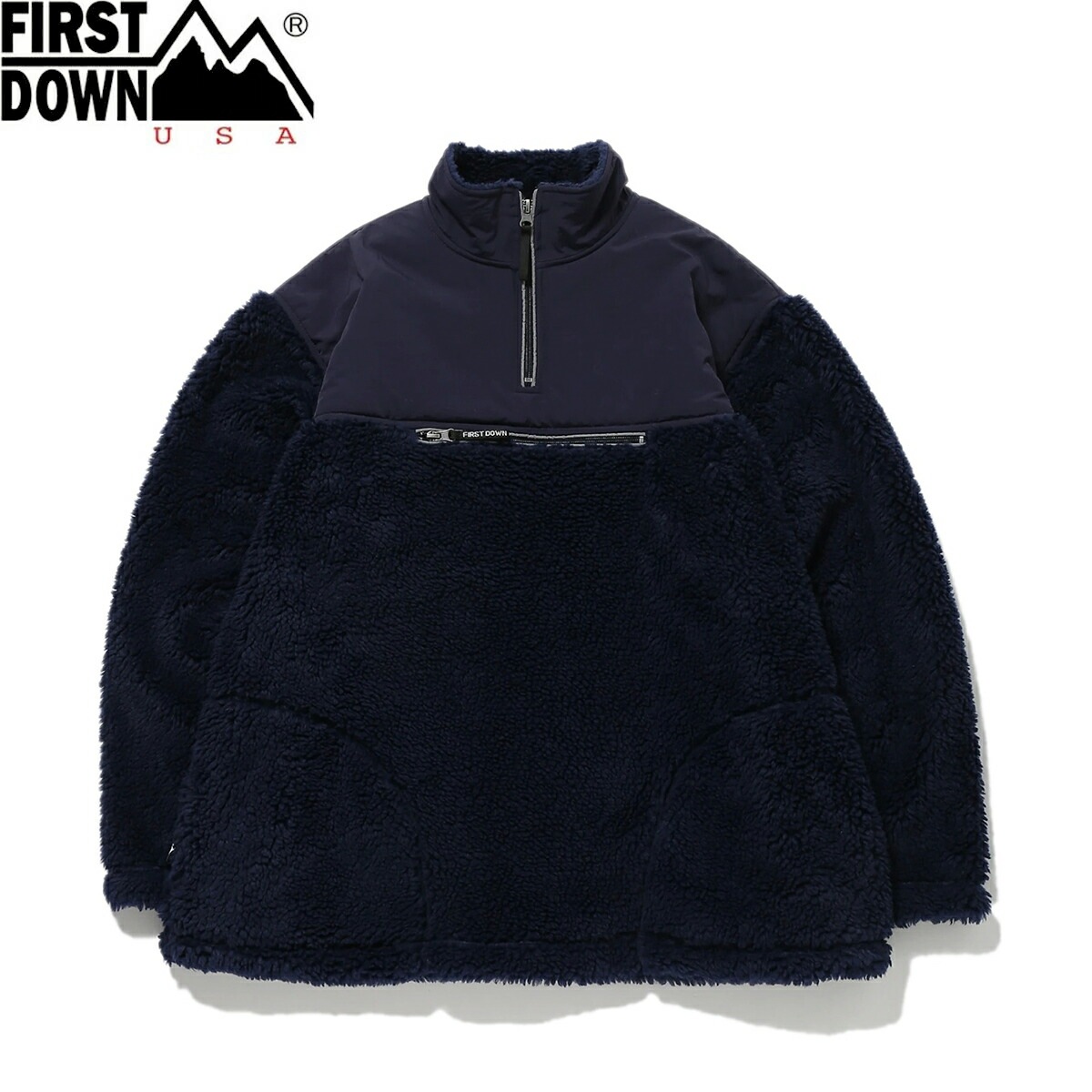 FIRST DOWN BOA FLEECE ANORAK JACKET NAVY