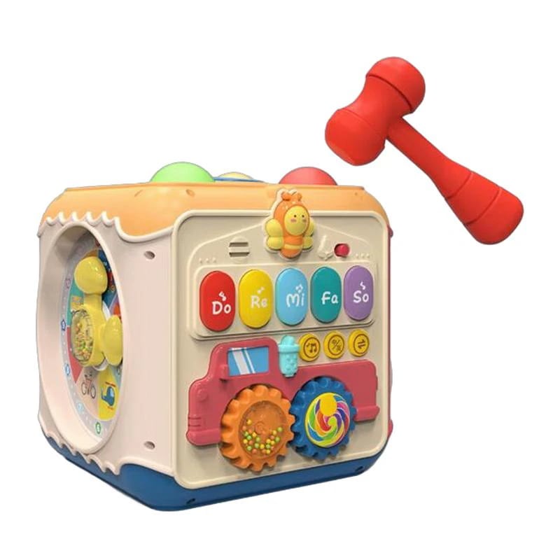 ロイヤルベビー パイパイドラム 0-1歳 ベビー六面体ミュージック ハンドパイドラム 3-6ヶ月 幼児 早期教育玩具 2スマート七面ドラム [バッテリーバージョン] + ギフトボックス入り 六面体ハン