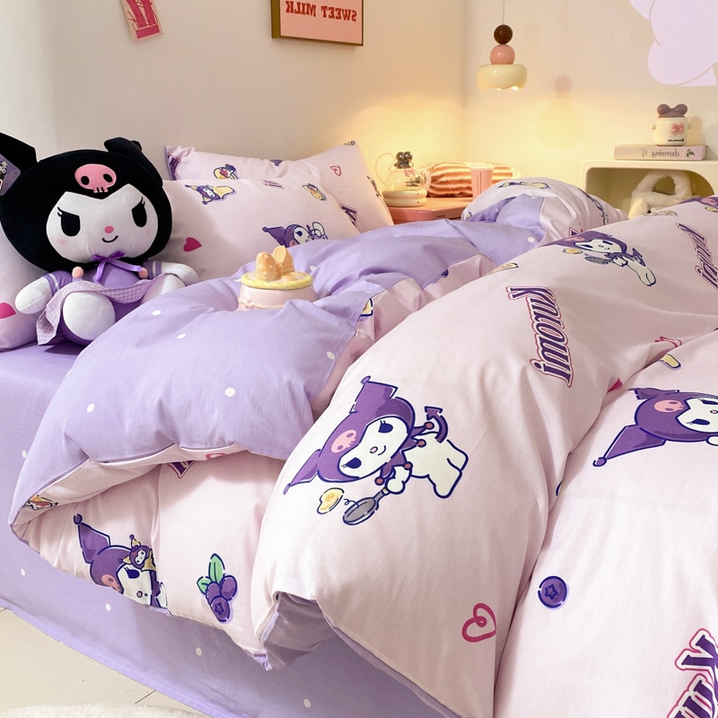 子供用綿4点セット 黒目純綿3点セット 綿100 男の子 女の子 ベッドシーツ 掛け布団セット 漫画 かわいい
