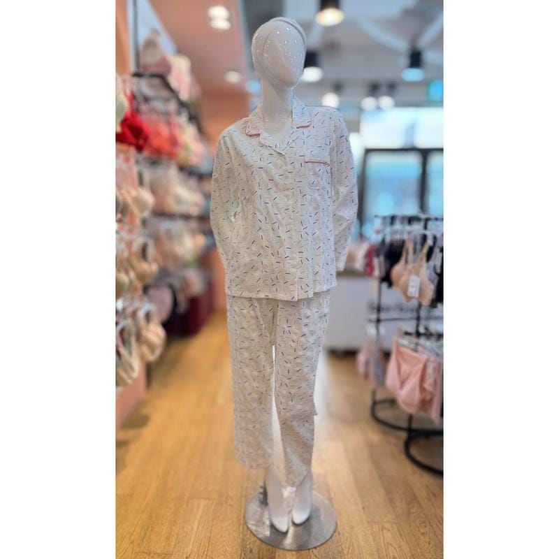 [坡州店] カラーポイントホワイト女性パジャマセットWP6049