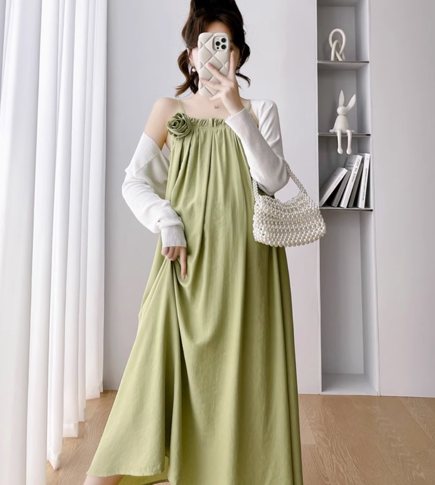 ワンピース デート モテアイテム マタニティ ロングワンピース ショール カーディガン 大人可愛い きれいめ 上品 おしゃれ かっこいい 大人可愛い ラブリー キュート ガーリー クール モード系