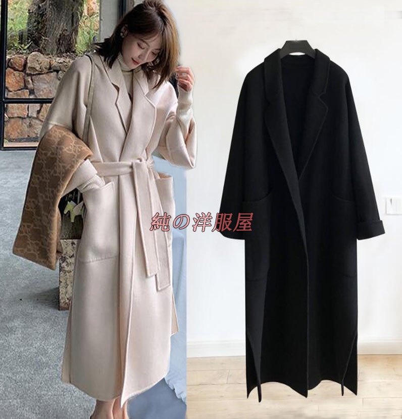 チェスターコート 秋冬服 レディース ロング コート 韓国ファッション 大きめ ウール ツイード コート 大きいポケット やわらかい 暖かい 冬 コート 体カバー ベルト有り 美シルエット 通勤 コー