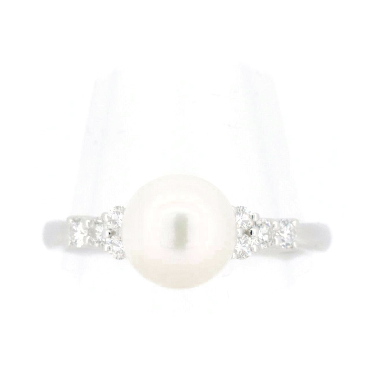 パール ダイヤモンド リング 指輪 8.5ミリ 0.28ct 18.5号 Pt900(プラチナ) 質屋出品