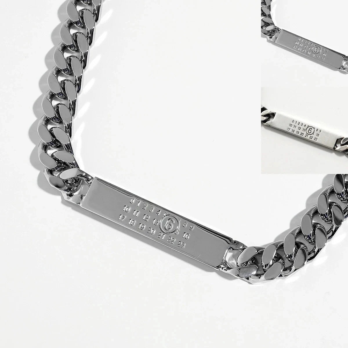 MM6 エムエムシックス メゾンマルジェラ チェーンネックレス SM6UU0033 SV0235 メンズ ナンバリングロゴ プレート メタル カラー2色 37,200円