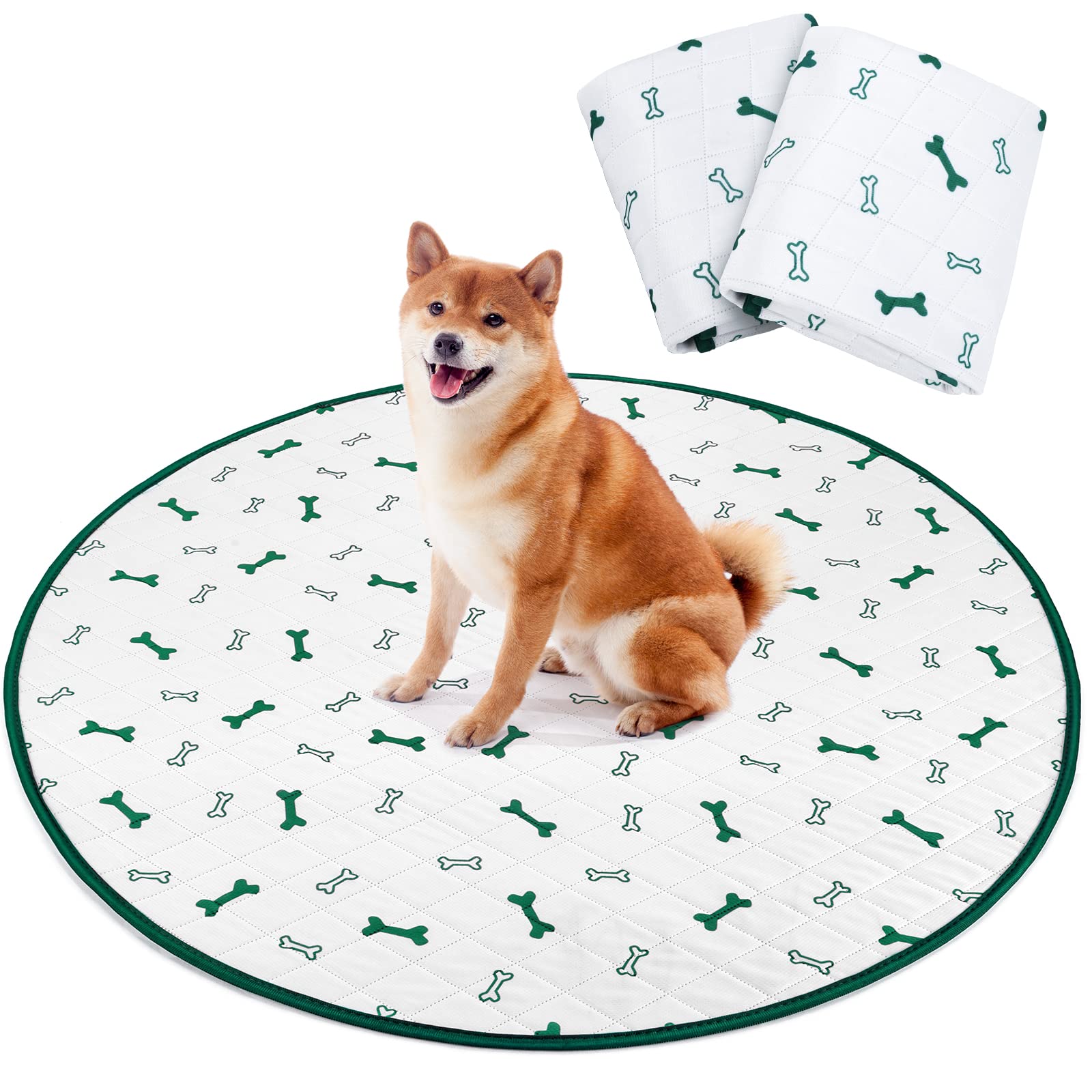 洗える ペットシーツ 丸型 八角形ペットサークルに最適 おしっこパッド 猫 犬用 多頭飼い ペット用 トイレ下敷きマット 速乾 脱臭 抗菌 滑り止め 大判サイズ（ホワイト 直径91.5cm 二枚セット